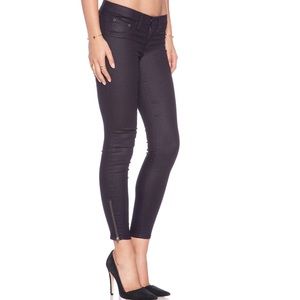 Rag & bone low rise Exposed Zipper Capri skinny jeans in Seal dark blue